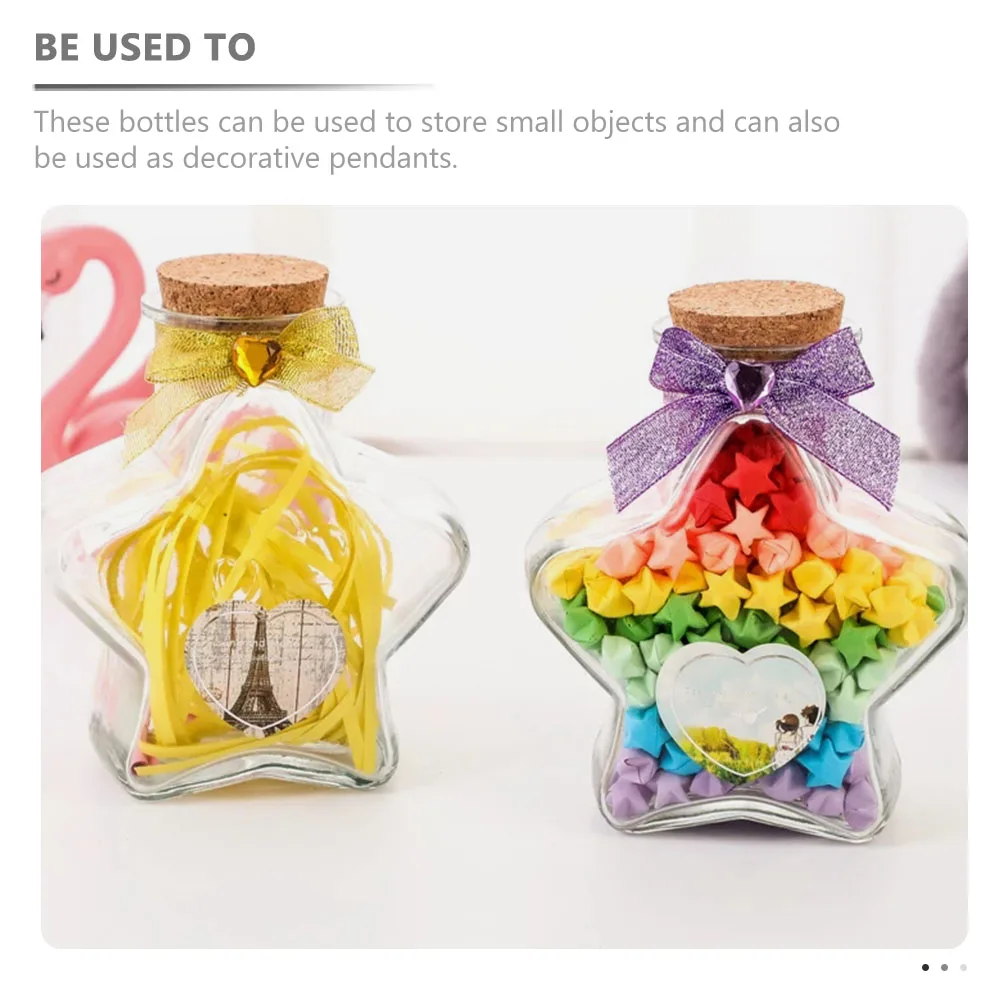 

2pcs Wishing Bottle Jars Glass Star Shape Storage Small Bottles Corked Drift Craft Decor Transparent Vase Home Decor