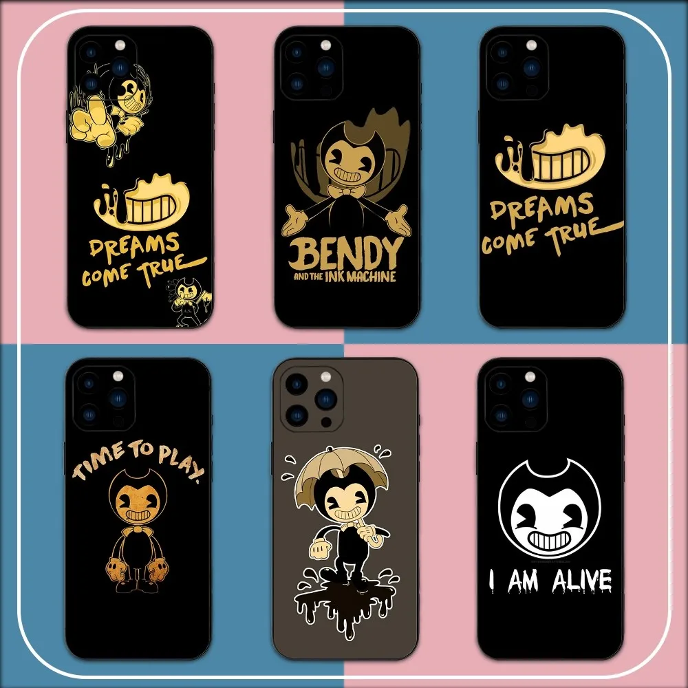 Чехол для телефона Game B-Bendy A-And T-The Ink M-машины, чехол для iPhone 15 14 13 12 11 Pro Max mini XS XR X 8 Plus SE, черный