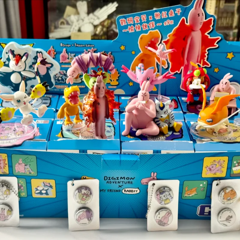 Figura Sorpresa de Bandai Digimon, Conejo Rosa, Adorno de Escritorio, Modelo Coleccionable, Regalo de Cumpleaños para Fanáticos Adultos