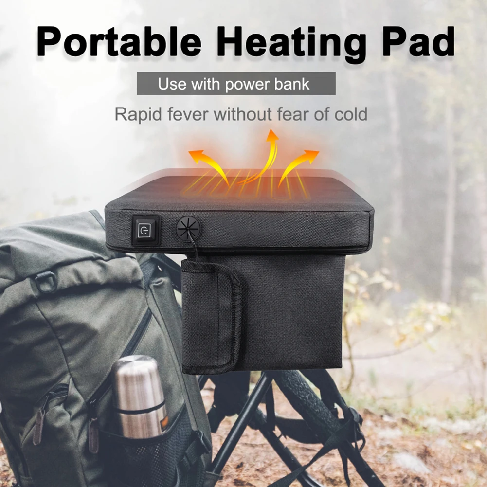 

Heated Seat Cushion for Winter Camping Heated Seat Cushion Portable Heating Pad USB Charging Long Service Life