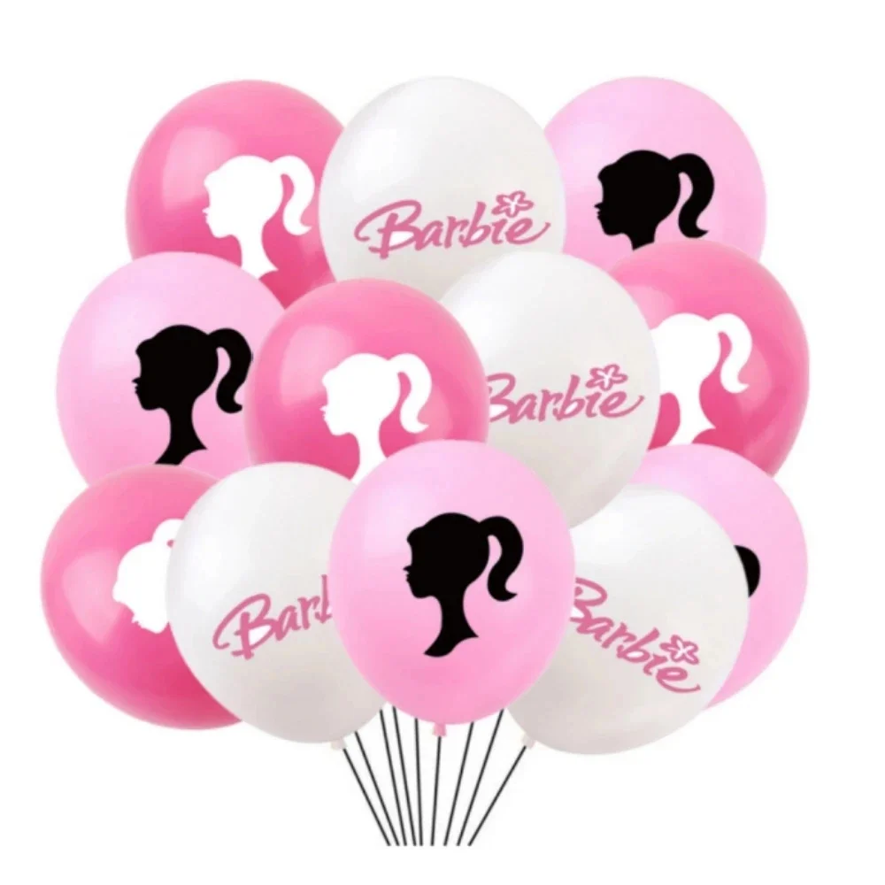 12/24/36/48pcs Barbie Theme Pink White Latex Balloon Set for Adult Child First Birthday Wedding Girl Princess Party Decor Supply