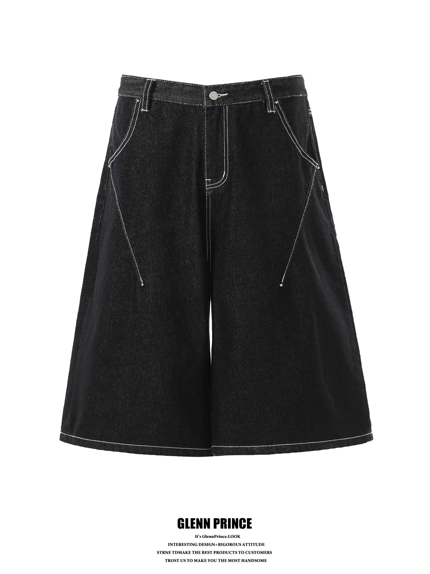 GPstudio Retro Brand Washed Original Color Men's Summer Denim Shorts Cleanfit Wide Leg Seven Parts Pants Youth Casual Cotton ...