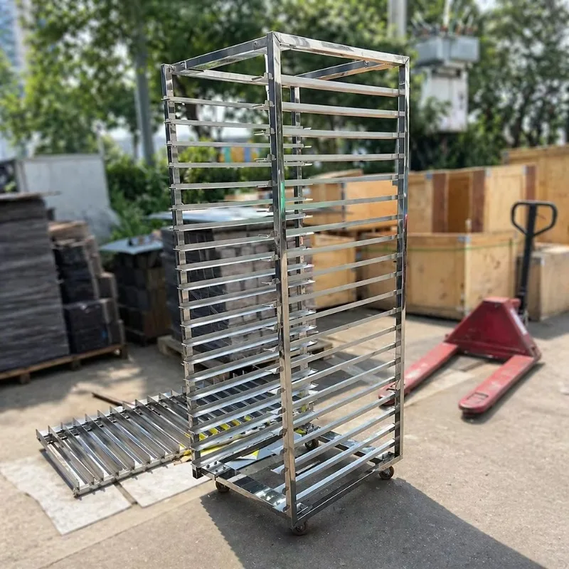 15/20 Layer Custom Stainless Steel Baking Tray Rack Bread Display Baking Trolley Heavy Duty Rotary Oven Bakery Trolley