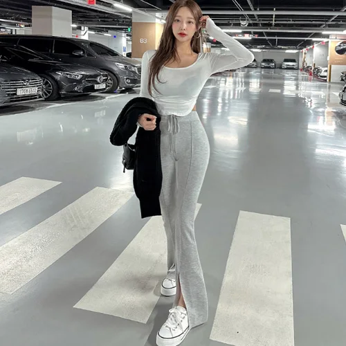 Comodi pantaloni divisi lunghi fino al pavimento a vita alta Faionable Bell Bot Pantaloni casual Nuovo arrivo Dongda Gate Sle