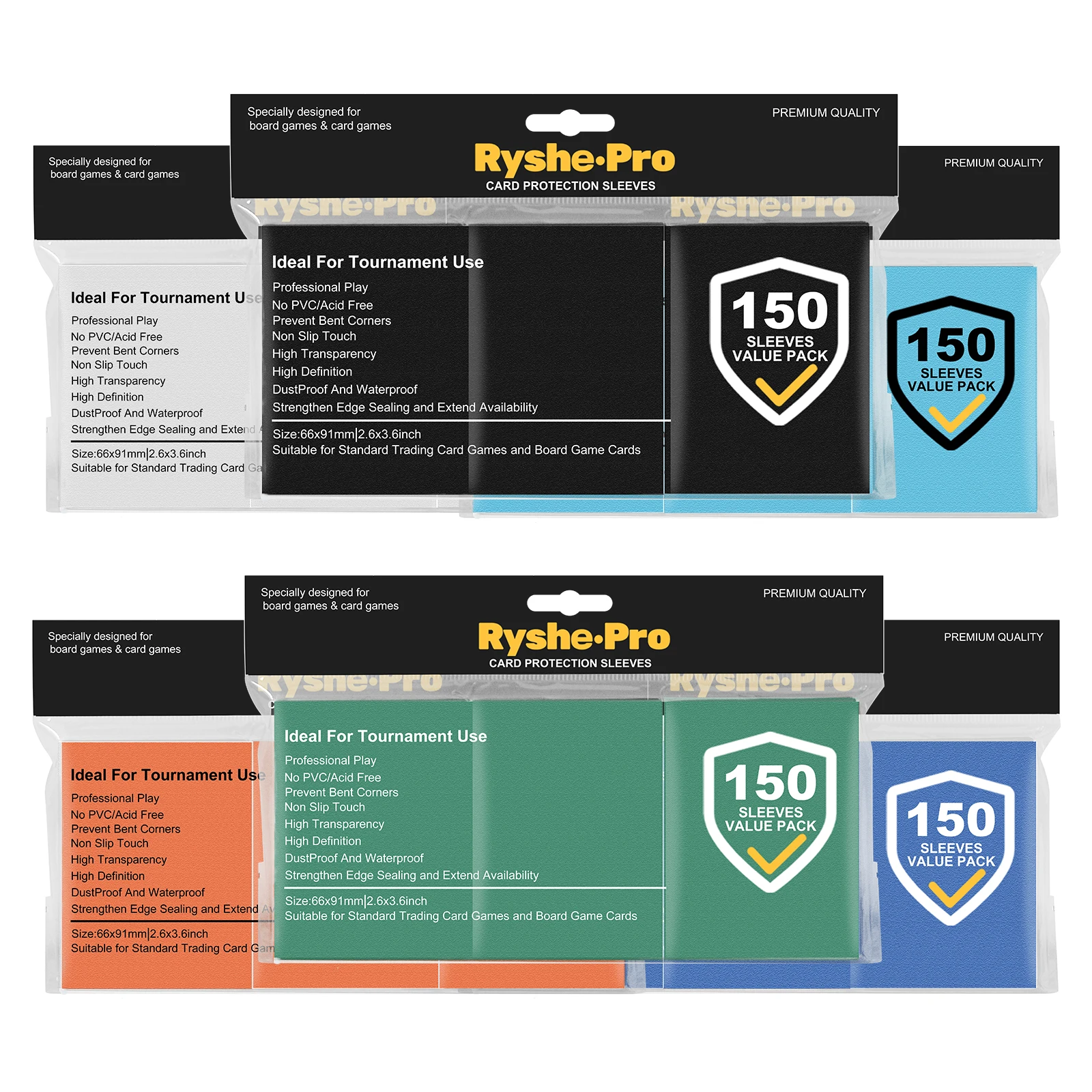 Fundas para tarjetas Premium de 2,6 "x 3,6", 150 Uds., compatibles con tarjetas comerciales de tamaño estándar para tarjetas deportivas MTG Pokemon TCG