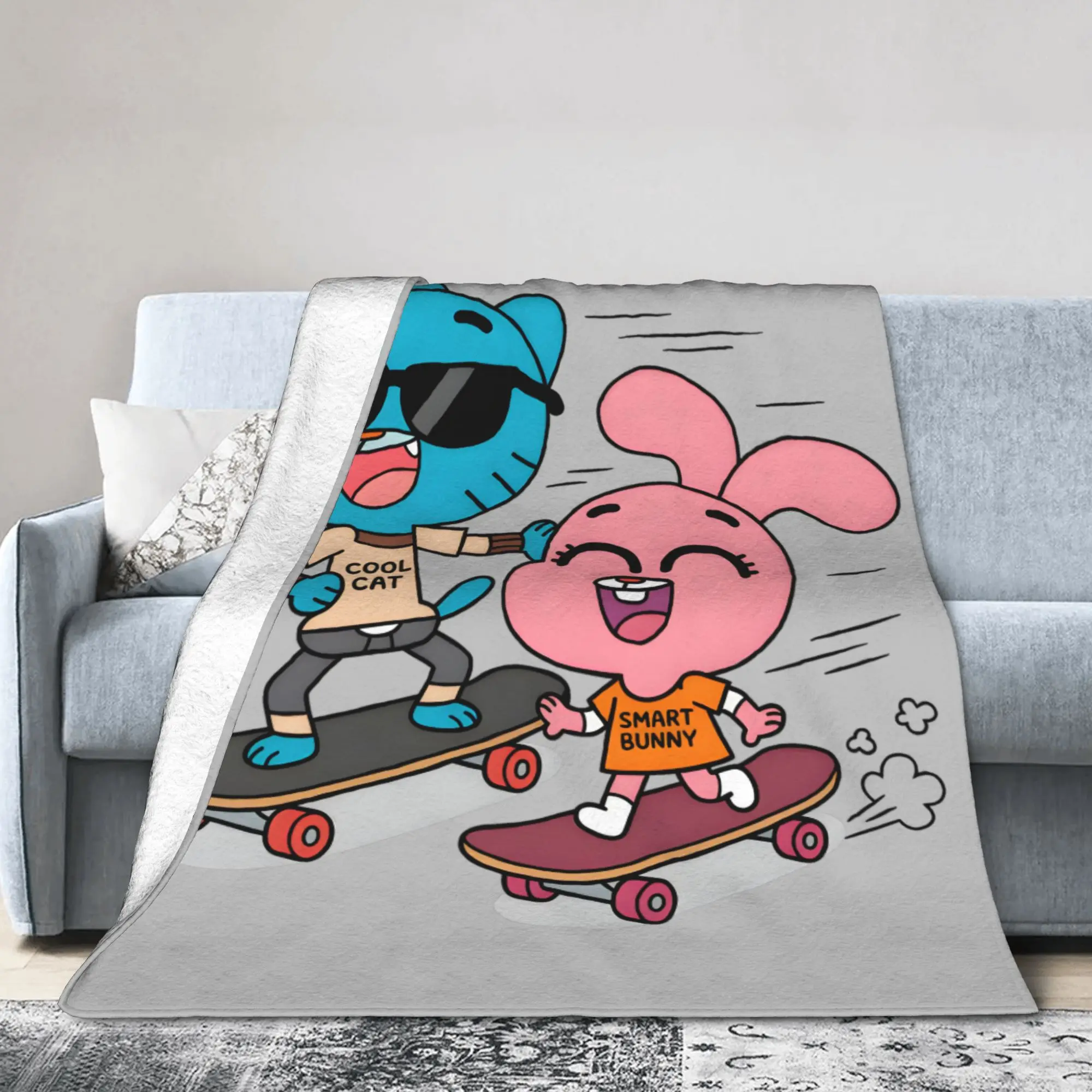 Gumballs & Anais Skateboarding  Fleece Throw Blankets Blanket for Bed Couch Super Warm Bedroom Quilt,