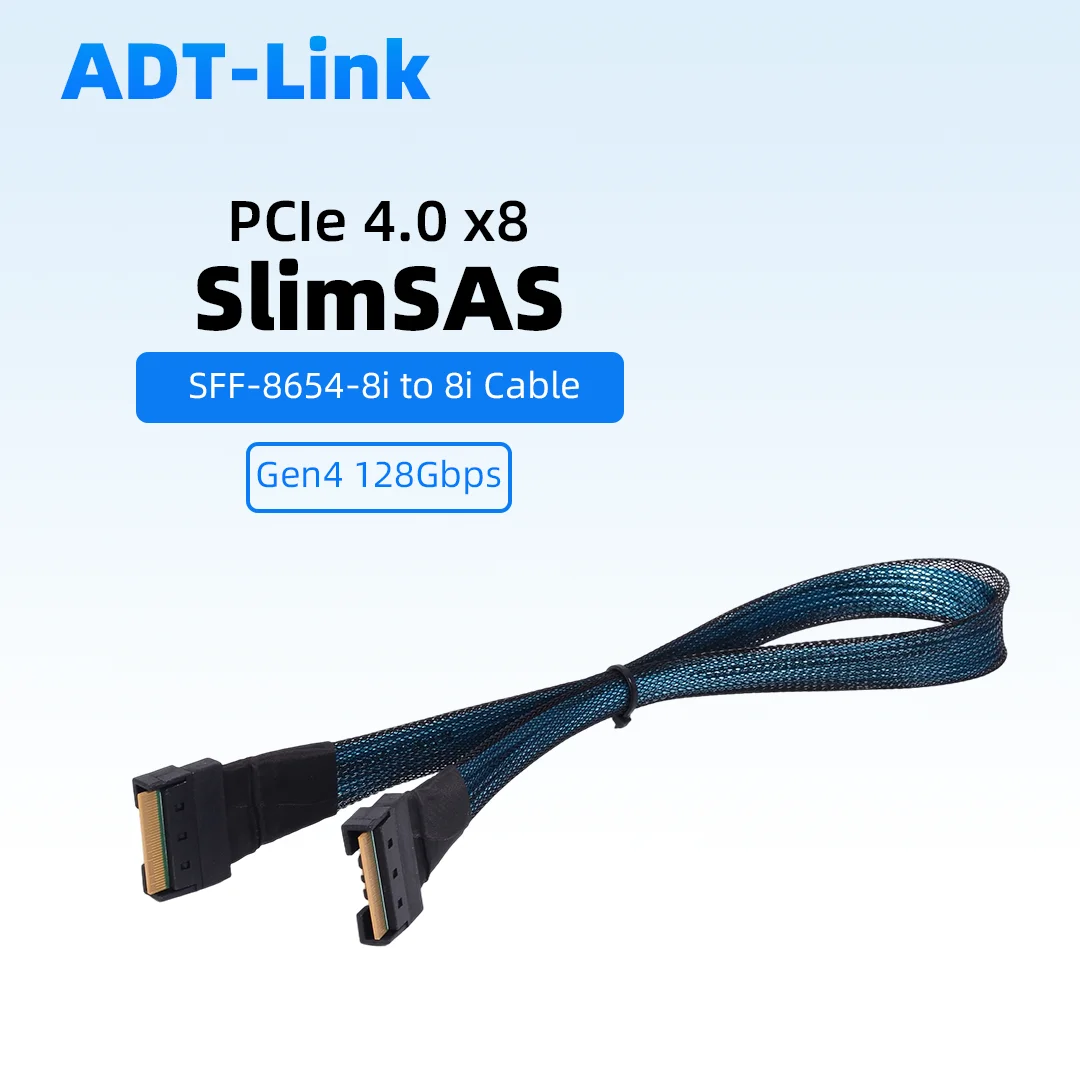 SlimSAS MCIO SFF-8654 8i Server High-speed Line Cable1 to 2 PCIe 4.0 X8 /x4+x4 Gen4 SFF-8639 SFF-8611 Supports Split OCuLink U2