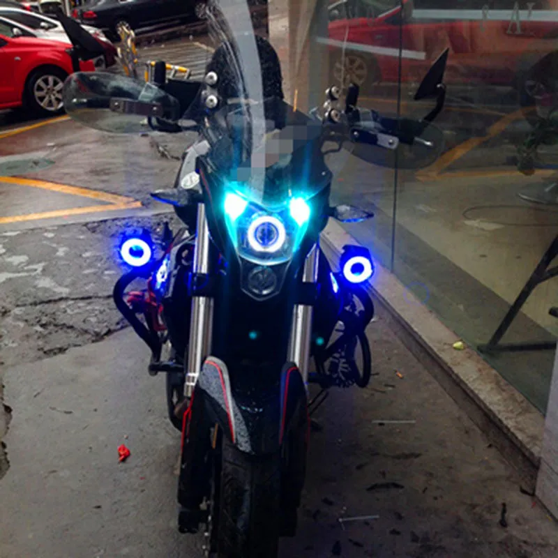 Motorcycle Headlight Fog Lights Super Bright Abgle Eyes Additional Spotlights Universal Moto Auxiliary U 7 Mini LED Driving Lamp