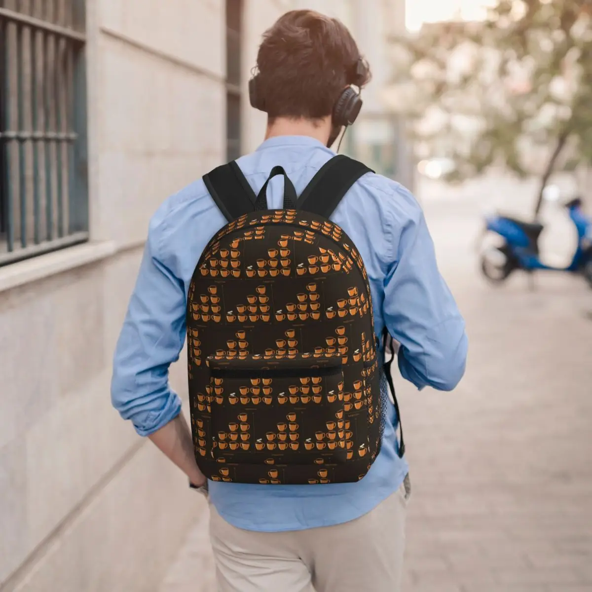 Mochila escolar infantil com estampa de café e felicidade, mochila escolar para estudantes, bolsa de ombro para laptop, para homens e mulheres