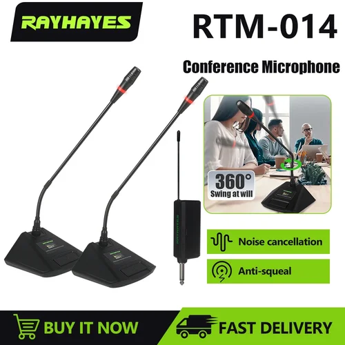 Imagen 1 del producto RAYHAYES micrófono condensador de cuello de cisne de escritorio conferencia reuniones de escritorio aula micrófono inalámbrico UHF de 42cm