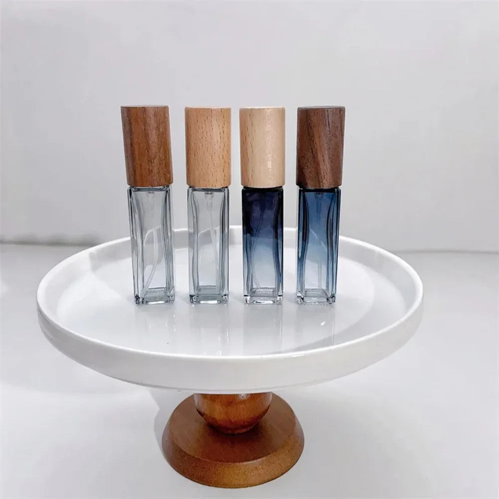 3 Pcs New Beech Walnut Perfume Bottle Glass Mini Atomizer Bottle Portable Refillable Scent Pump Travel