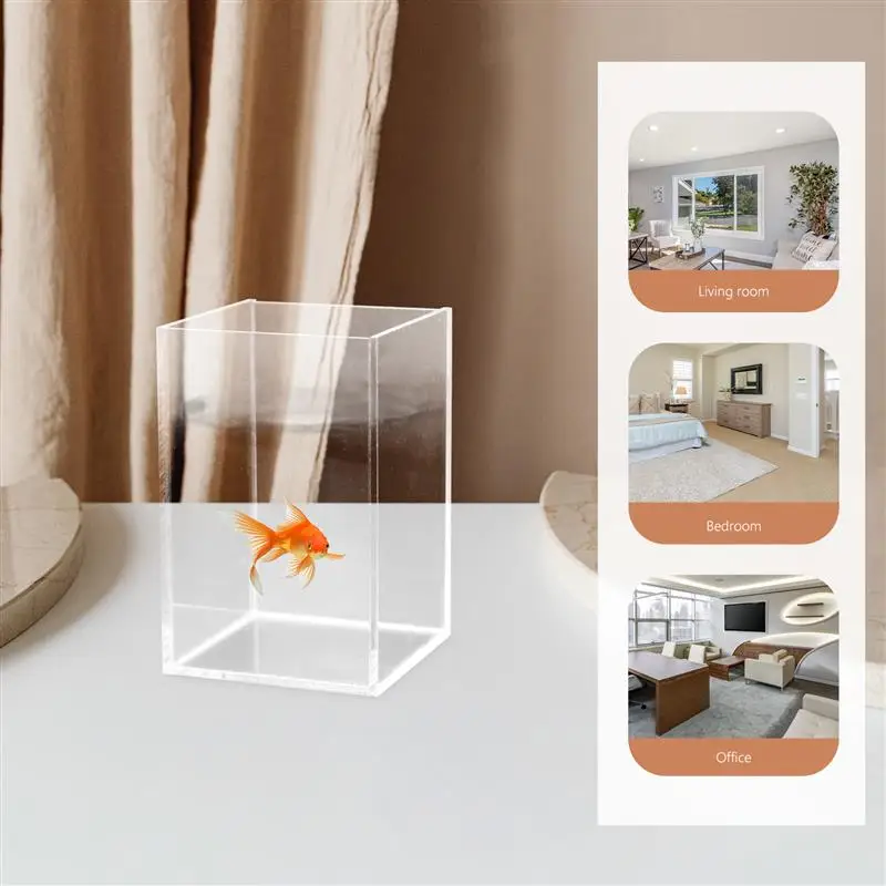 1PC Transparent Aquarium Tank Multi-Function Betta Tank Desktop Goldfish Tank Office Decor Acrylic Desktop Office Tanks Mini