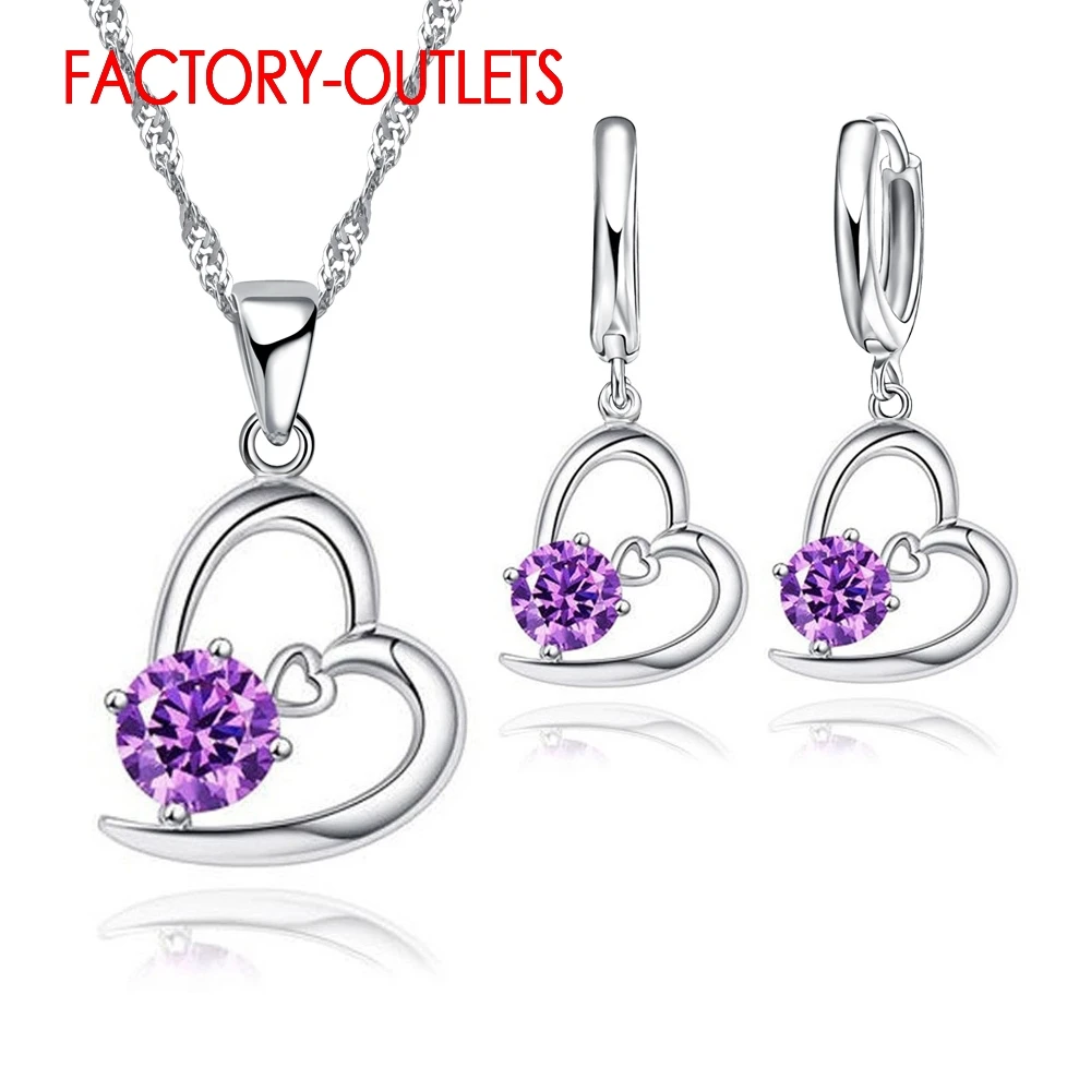 Real 925 Sterling Silver Bridal Jewelry Set Heart Pattern Romantic Style Austrian Crystal Women Girls Engagement Anniversary