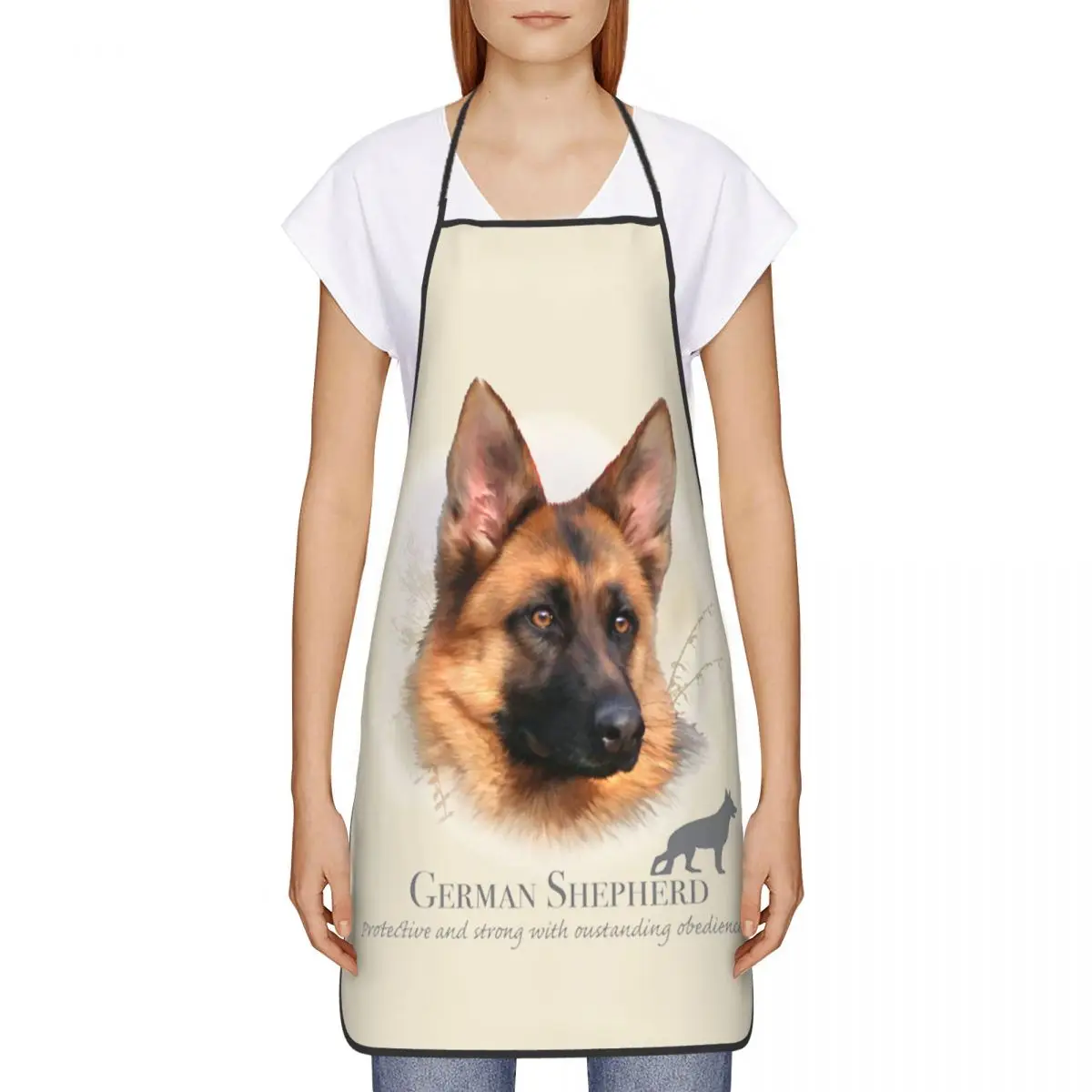 Custom Unisex German Shepherd Kitchen Chef Cooking Baking Apron Men Women Pet Dog Tablier Cuisine for Painting