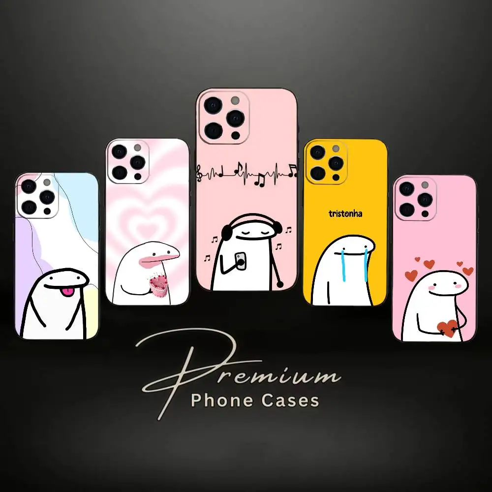 

C-Celular Flork Phone Case For iPhone 17,16,15,14,13,12,11 Plus,Pro Max,XS,Soft Silicone Black Cover