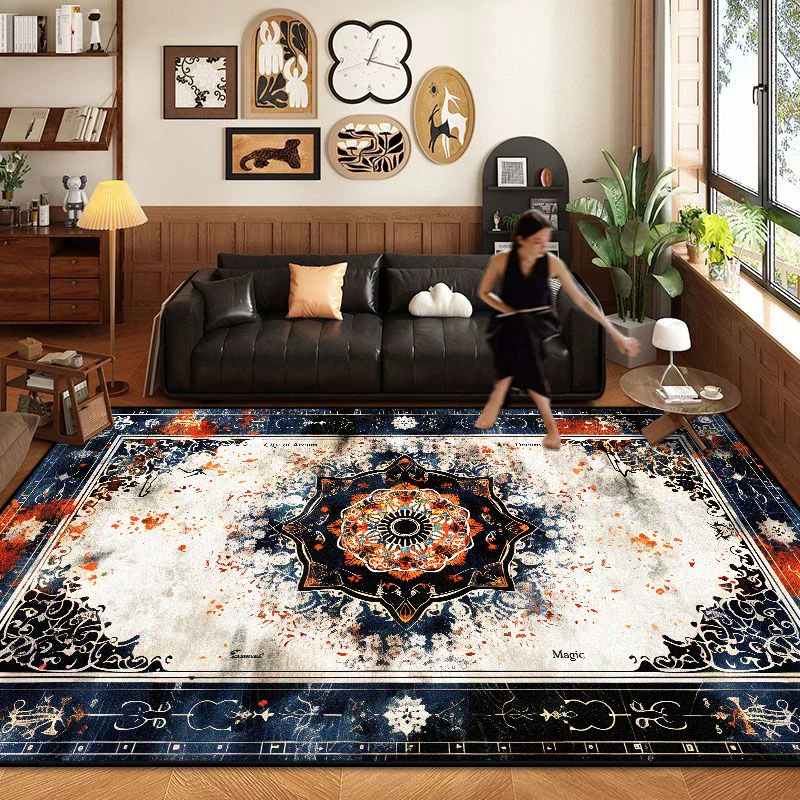 Light Luxury Home Decoration Large Living Room Rug Soft Non-slip Cloakroom Decor Sofa Table Mat Washable Bedroom Bedend Carpet