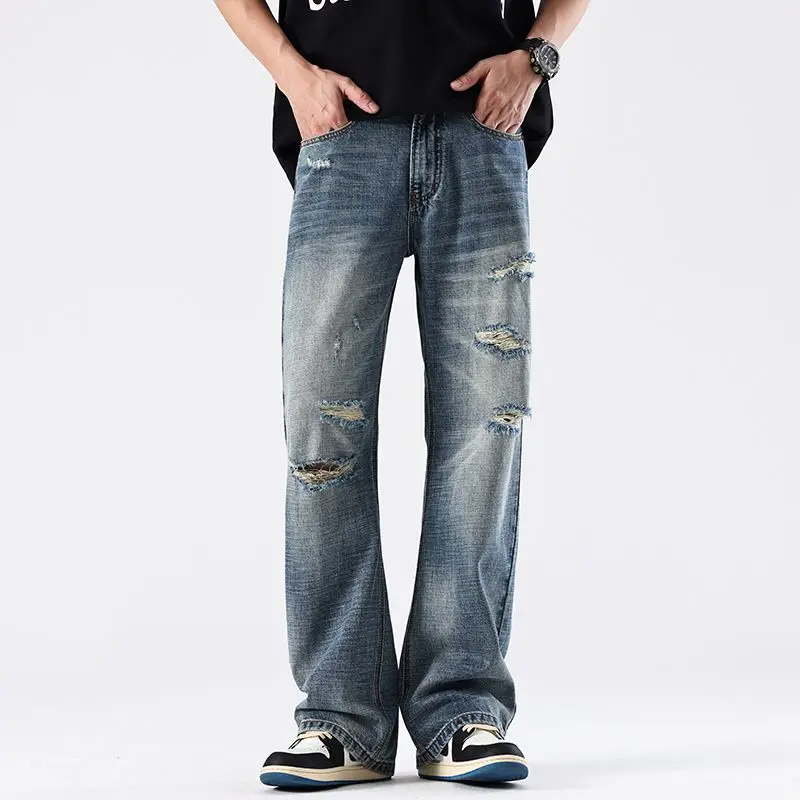 

Summer New Youth American Loose Nostalgic Retro Ripped Jeans Men's Casual Comfortable Versatile baggy jeans