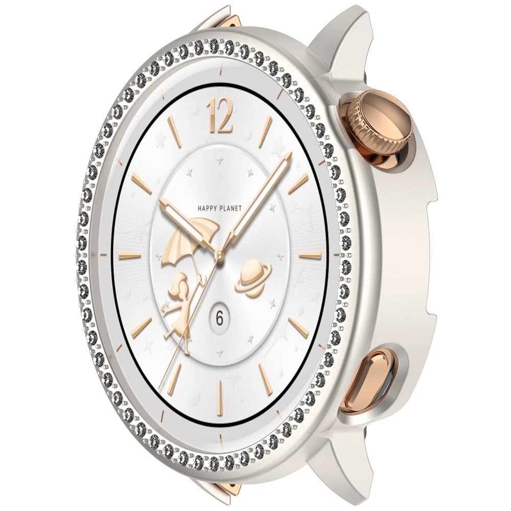 Capa para oneplus watch3 43mm escavada fileira única capa protetora oca de diamante