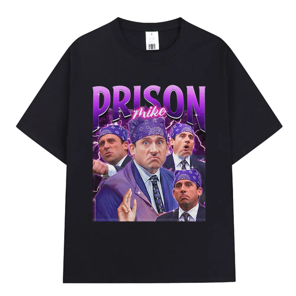 Prison Mike Michael Scott Homage The Office T-shirt Tv Series Dwight Schrute Jim Halpert Short Sleeve Cotton Oversized T-Shirts