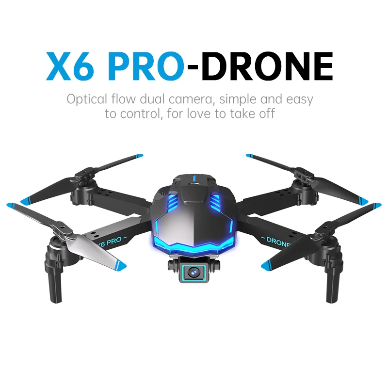 X6Pro Mini Drone 4K Professional HD Camera with Large Screen 2.4G WIFI FPV Dron Brushless Optical Flow Hover Folding Quadcopter