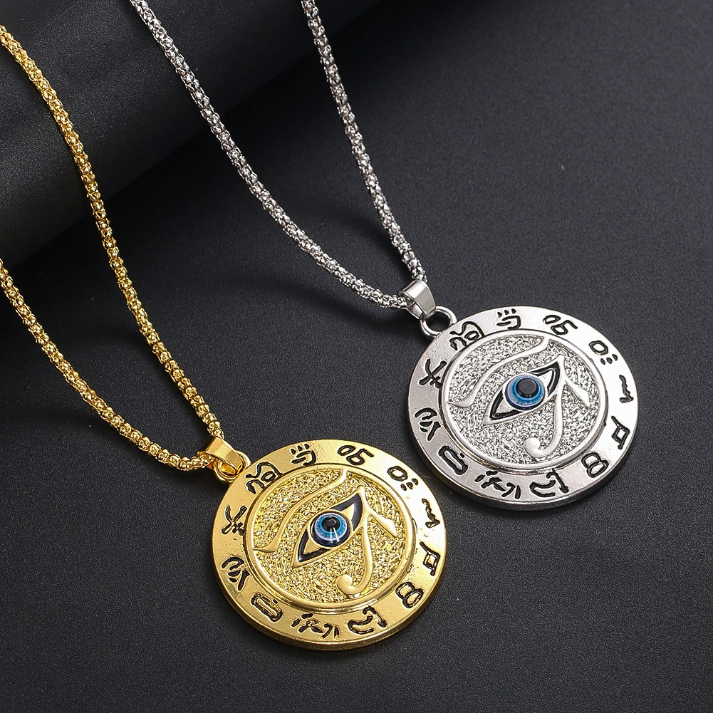 

Zodiac Sign Horus Eye Pendant Necklace Egyptian God Symbol Amulet Alloy Charm Jewelry for Men Women Cosplay Accessory Souvenirs