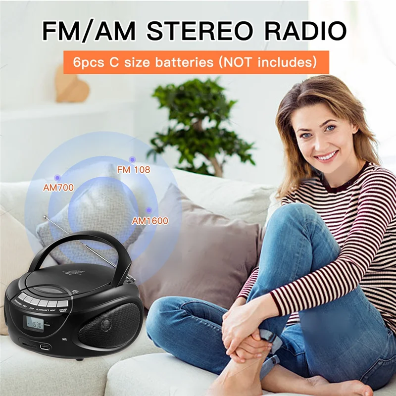

B37B-Multifunctional CD Cassette Player Bluetooth AM/FM Radio Portable CD Player Student Learning MP3 Stereo Music Player