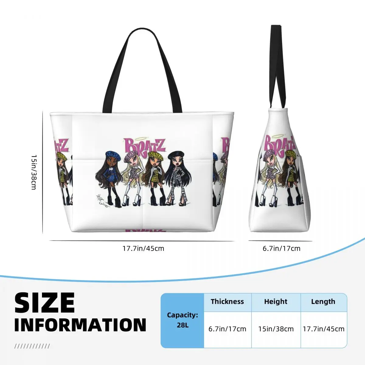 Bratz Rock Angelz Doll Beach Tote Bag Sport Gym Yoga Duffle Large Tote Bag Women Travel Bag Fitness bag