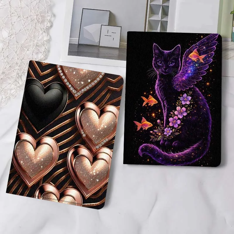 

Rose Gold Black Heart Tablet Case For Samsung Tab Galaxy S6 S11 A A7 A8 A9 A11 10.1 10.4 10.5 Plus Lite Gift