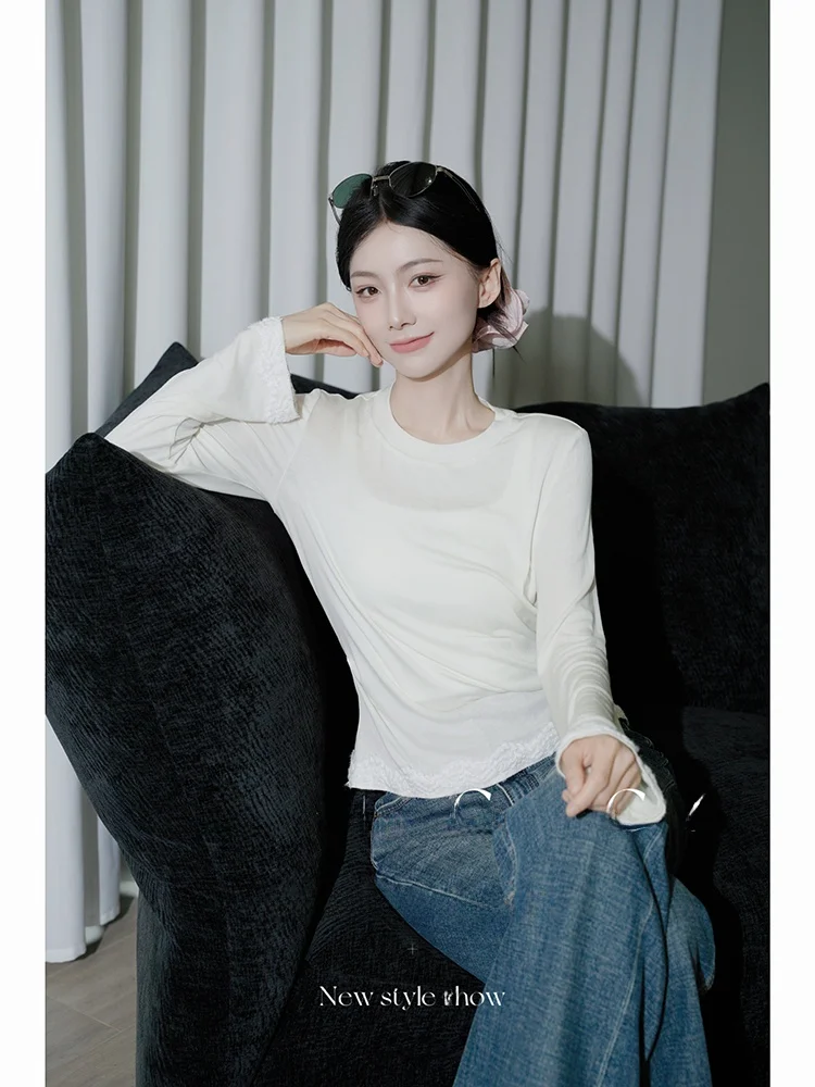 

Женская базовая рубашка Yang GZ Spring Gentle Style из смесового шелка с длинным рукавом и круглым вырезом, оригинальный дизайн, прямой крой, в стиле Ханьфу