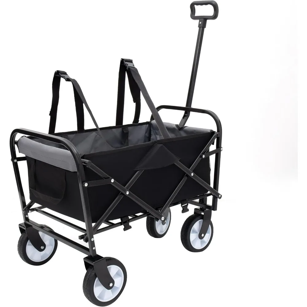 

Strap Collapsible Foldable Wagon Cart with strapping system, Beach Wagon , Utility Cart , Utility Wagon Grocery Cart for Camping