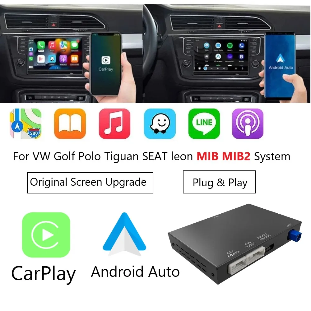 Беспроводной модуль Carplay Android Auto для VW Volkswagen Skoda Octavia A5 Golf 7 Polo Passat B8 Mirror Link MIB MIB2