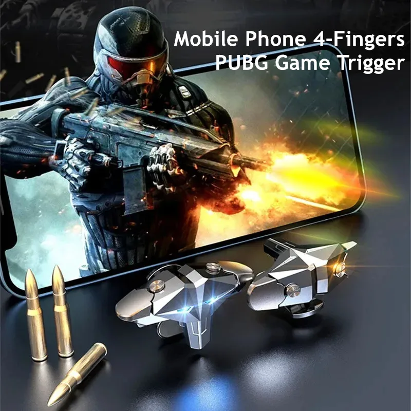 

G10 4 Finger Mobile Phone Game Trigger for PUBG Aim Shooting Free Fire L1 R1 Gamepad Joystick for IOS Android Gaming Accessories