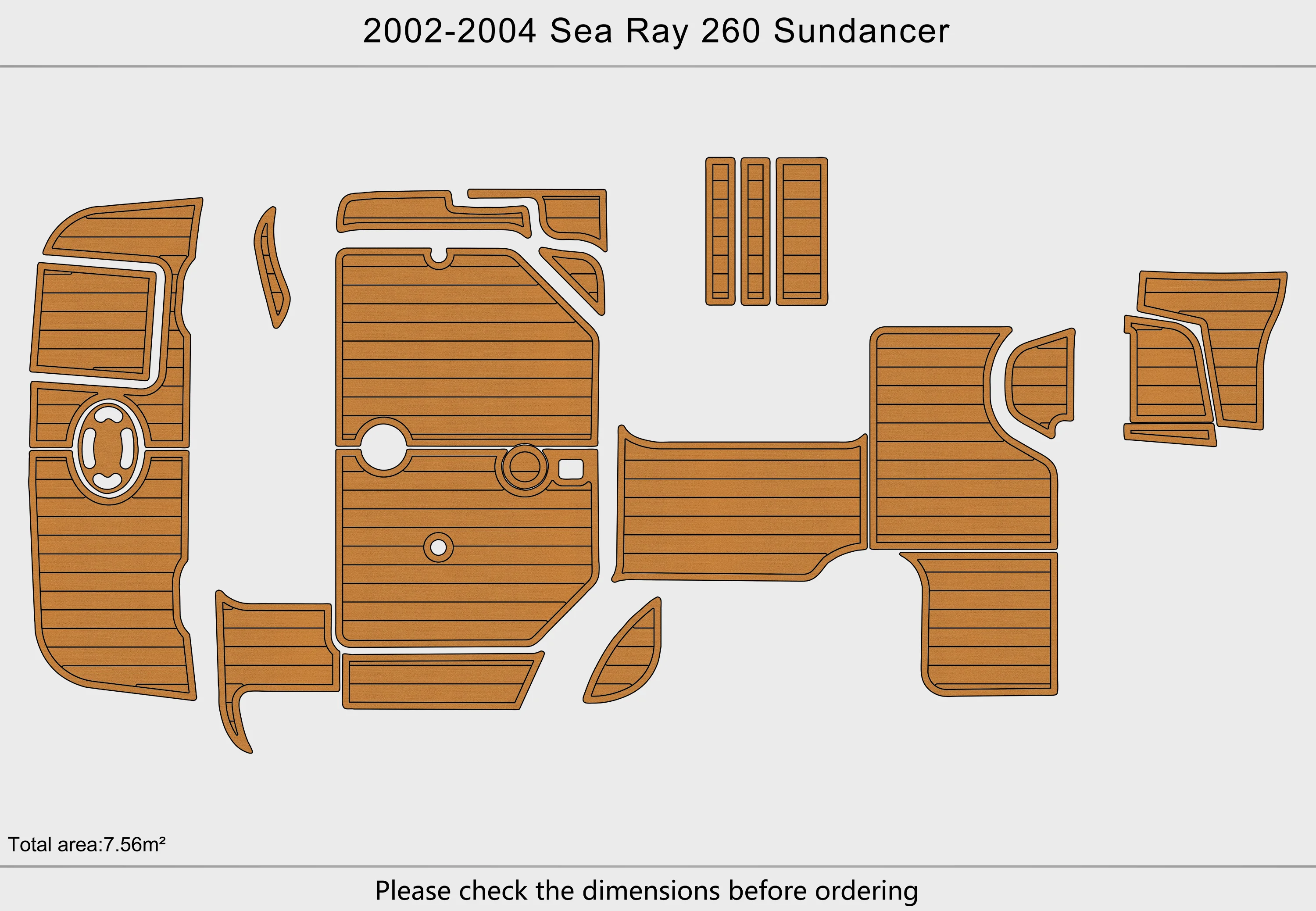 Eva foam Fuax teak seadek marine floor For 2002-2004 Sea Ray 260 Sundancer Cockpit Swim platform 1/4