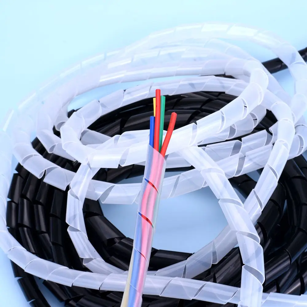 Wire organizer protective sleeve plastic tape transparent/black cable sleeve winding tube spiral winding 4-30MM