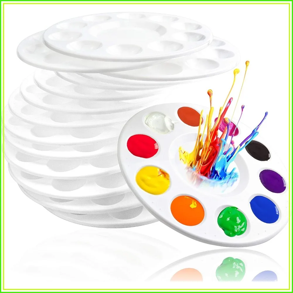 22-Pack Plastic Paint Trays with 10 Wells & Mixing Area for Kids, Students, and Artists - Durable, Reusable, Easy-Clean