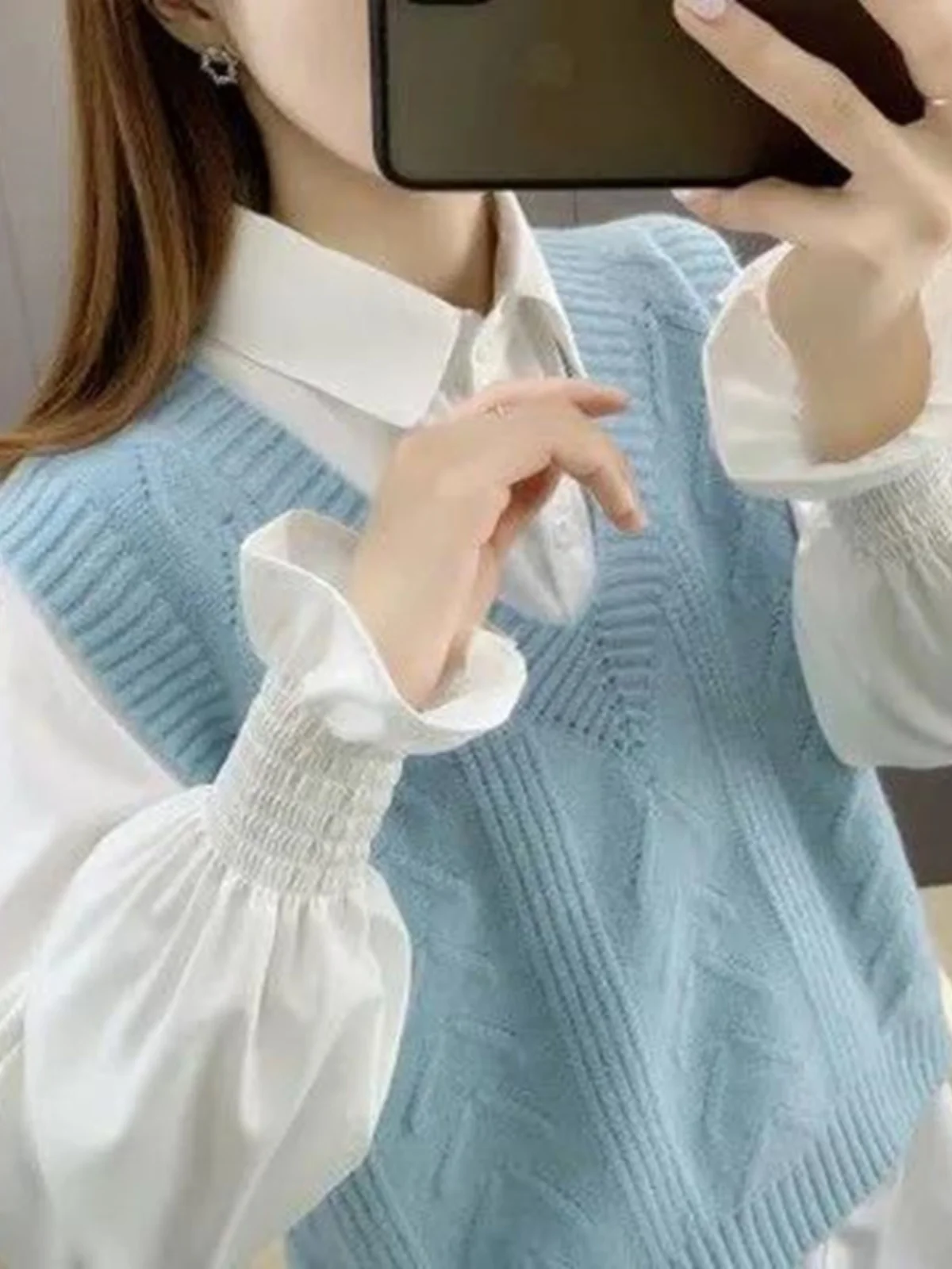 

Новинка 2023 года, женский вязаный свитер, жилет, свободный модный универсальный наплечник, весна-осень, v-образный вырез, полиэстер для поездок на работу