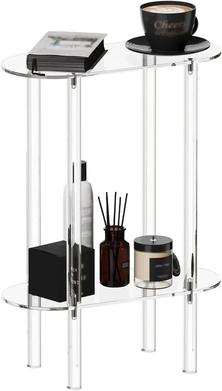 Acrylic Narrow Side Table for Small Spaces, 7
