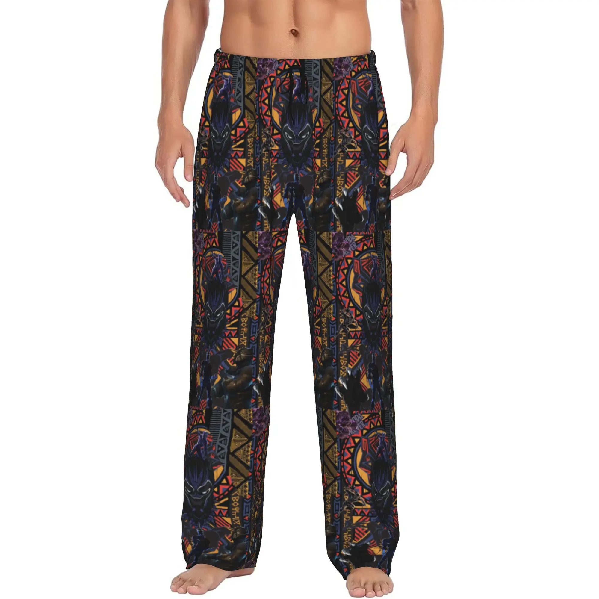 

Custom Black Anime Panther Pajama Pants Men's Anime Wallpaper Sleepwear Lounge Sleep Bottoms Stretch with Pockets