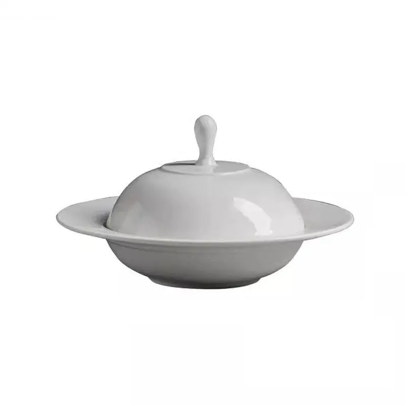 Ceramic Dinner Plate with Lid Thick Soup Dessert Pasta Plates Salad Restaurant Specialty Tableware