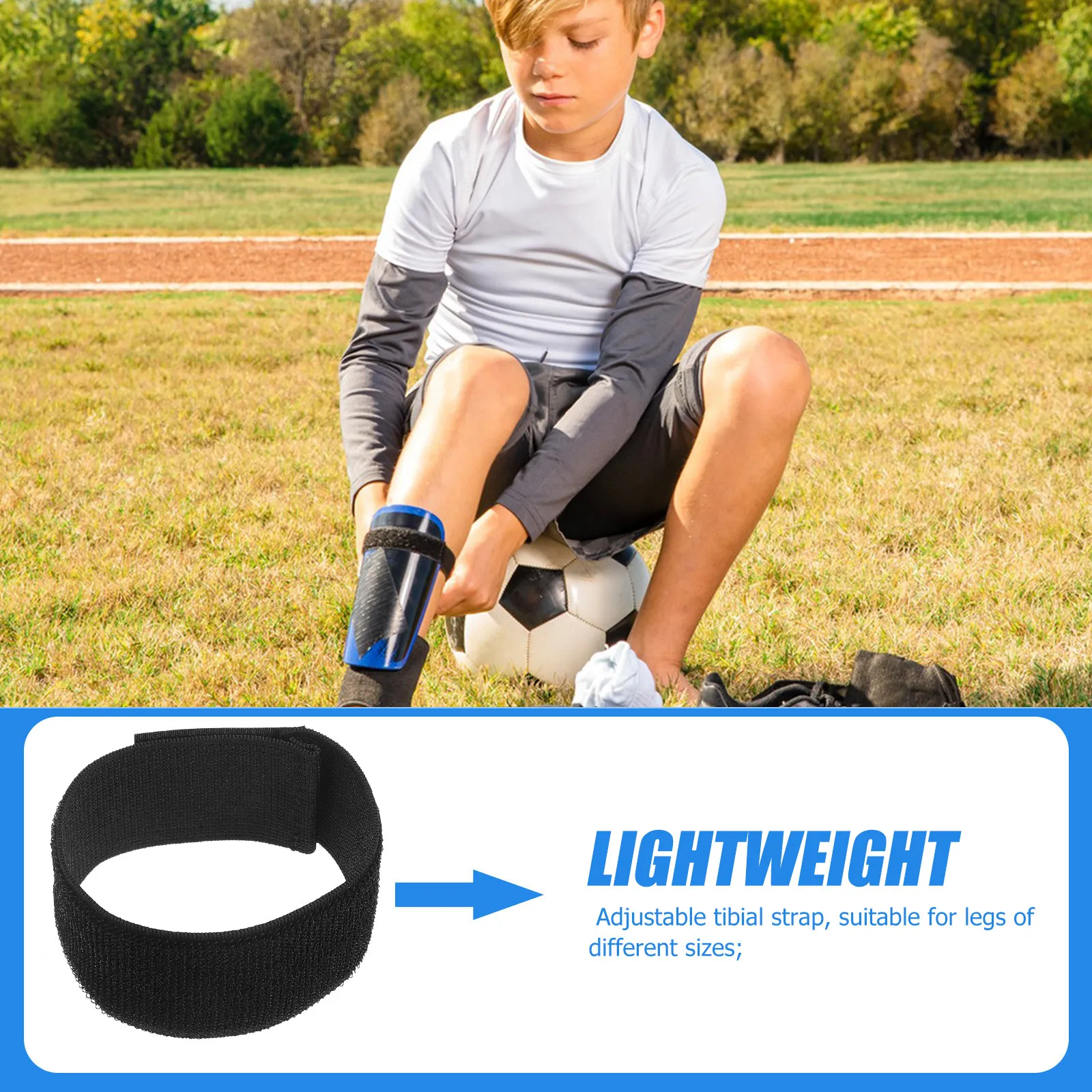 

4Pcs Adjustable Soccer Shin Guard Straps Elastic Leg Straps Anti-Slip Sports Shin Guard Tape Replacement for Soccer Basketball