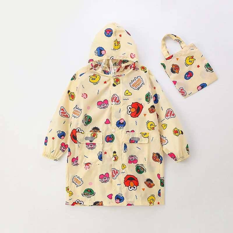 Cute Children Raincoat with School Bag, Long Style Raincoat, Kindergarten BabyPrimary School Poncho, Thin and Quick Dry Raincoat