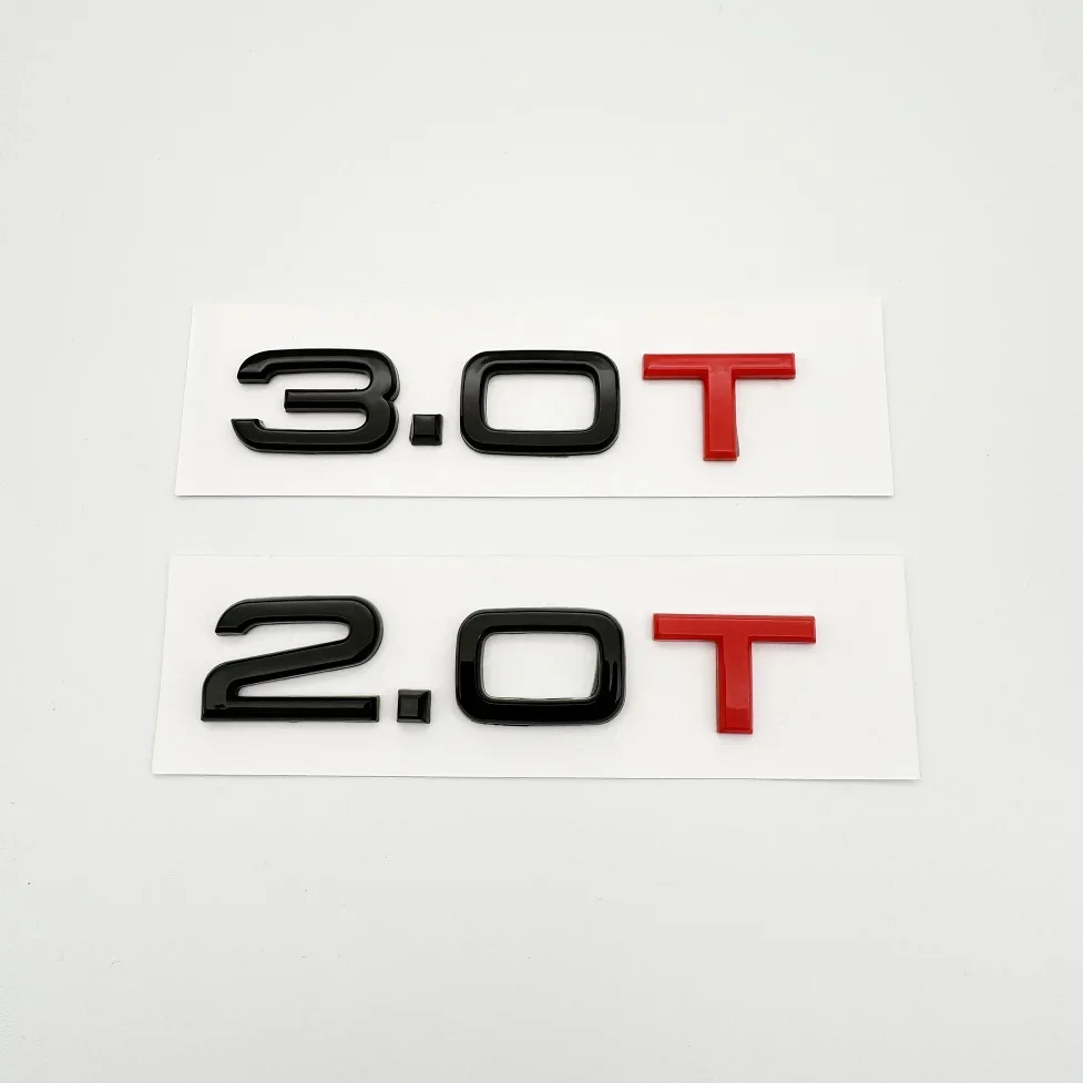 Car 3D ABS 1.8T 2.0T 3.0T Trunk Letters Logo Displacement Badge Emblem Decals Sticker For Audi A1 A3 A4 A5 A6 A7 A8 Q2 Q3 Q5 Q7