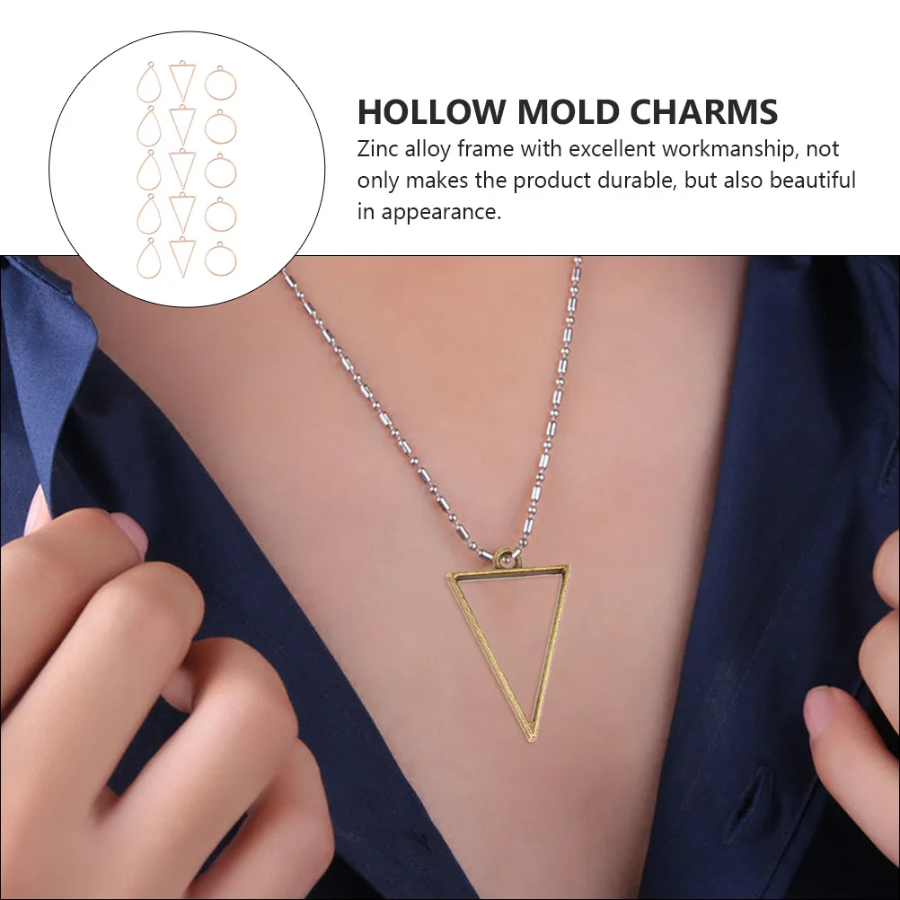 

45 Pcs Pendant Accessories Exquisite Jewelry Making Alloy Frame Water Drop Geometric Bezel Pendants Zinc DIY Epoxy