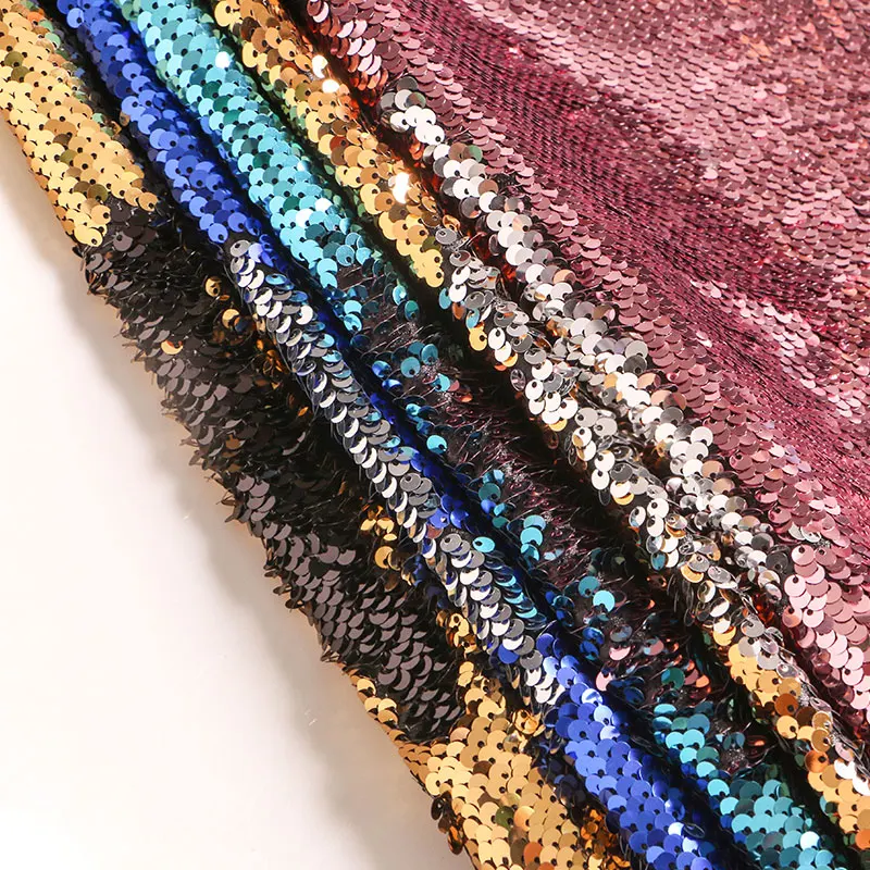 Sequin Polyester Tinting Cloth Two-tone Graffiti Clothing Fabric DIY Handmade Sewing Background Wholesale Fabrics By The Meter