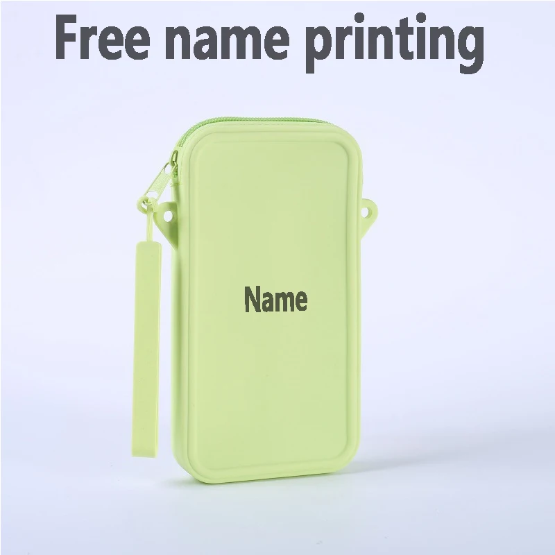 Silicone rectangular bag, free name printing, makeup tool, coin purse, headphone storage bag, minimalist women's travel bag