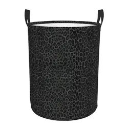 Black Leopard Laundry Basket Foldable Large Capacity Storage Organizer Waterproof Laundry Hamper Dirty Clothes Basket for Home