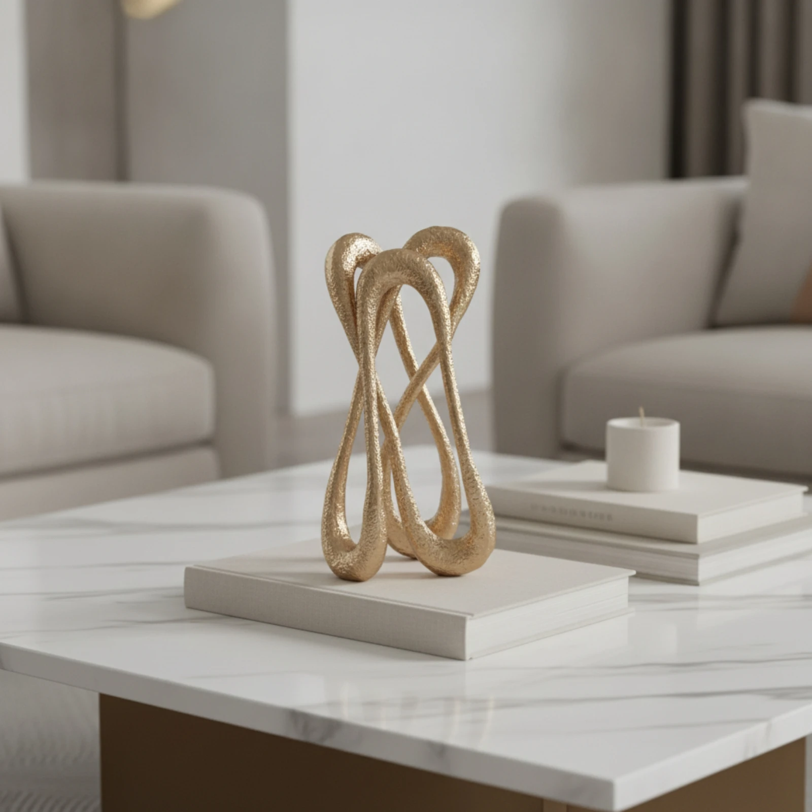 Abstract Sculpture with Curved Loop Modern Tabletop Sculpture with Curved Loop Tabletop Ornament Decorative Statue Contemporary