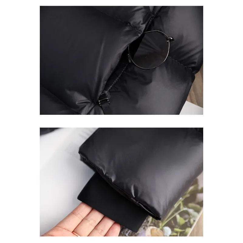 Winter New Style Black Gold White Duck Down Mid-Length Down Jacket Women's Clothing Chic Hooded Windproof Below The Knee Warm