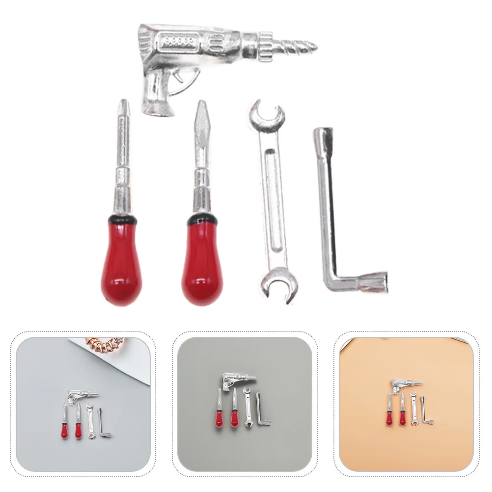 

5pcs Kids Mini Tool Set 1/12 Miniature Dollhouse Tools Set Pretend Play For Children Repair Simulation Activities Metal Work
