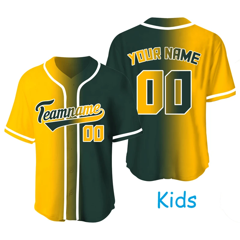 Custom Baseball Jersey Kids/Youth Sublimation Blanks Shirt Exercise Team Game Tracksuit Quick Dry Sportwear Training T-shirts